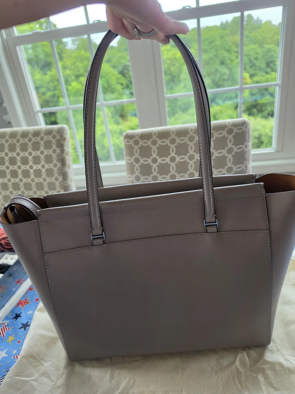 Tory Burch Ella Open-Top Tote in Light Gray